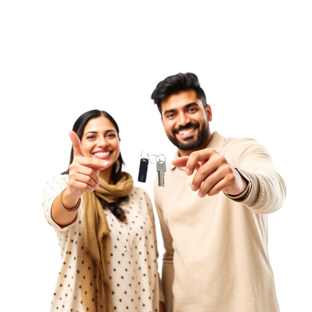 Happy family with new home keys